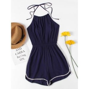 NWOT Halter Lace Trim Romper